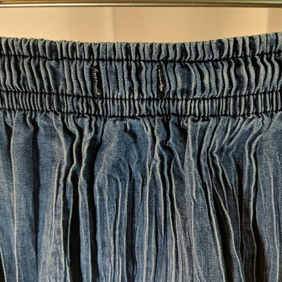 Alfred Dunner Beaded Denim Maxi Skirt 12P Elastic Waist Blue Jean Boho Midi - Picture 6 of 12